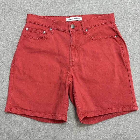 Amazon Essentials Chino Shorts SZ 29 Peach Mid Rise Straight Fit Stretch Zip Fly - Picture 1 of 4